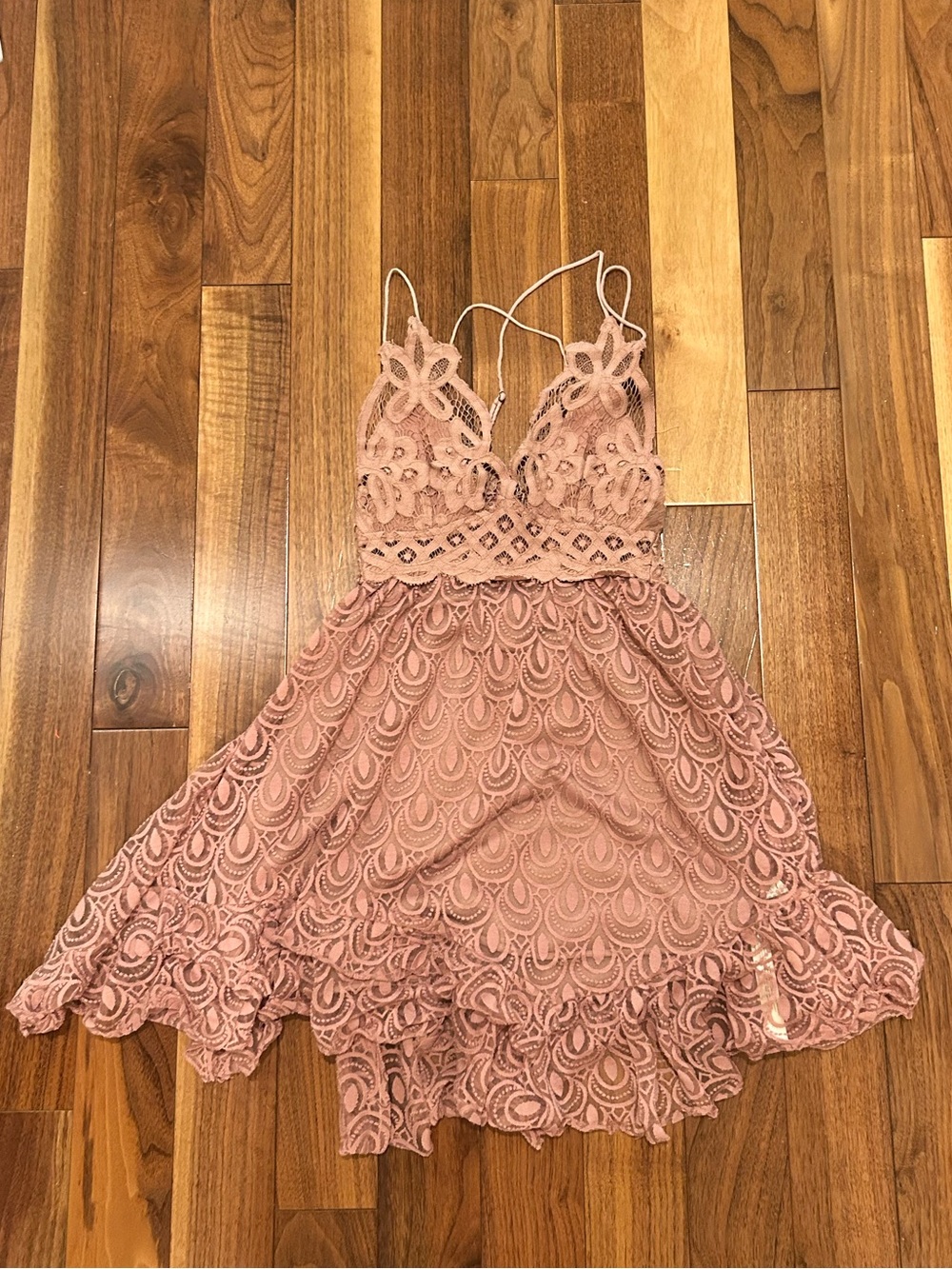Free People Dusty Rose Lace Spaghetti-Strap Dress